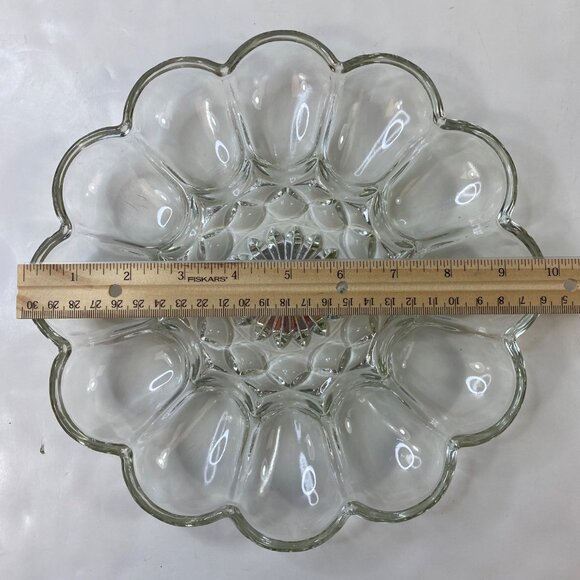Anchor Hocking Fairfield Glass 10" Egg Oyster Plate Vintage - Picture 6 of 11